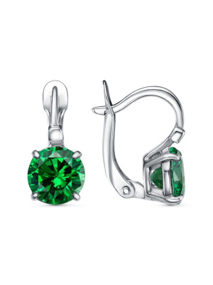 Серьги бижутерия, покрытие - платинирование, вставка - фианит (недрагоценный камень)