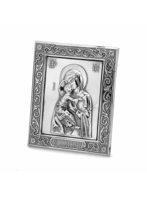 Икона "владимирская божия матерь" серебро 925 пробы, покрытие - оксидирование, без вставок