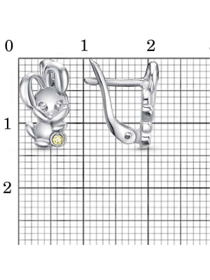 Серьги серебро 925 пробы, покрытие - родирование, вставка - фианит (недрагоценный камень)