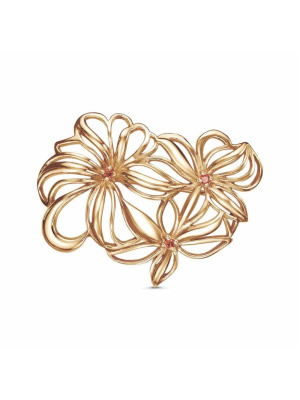 Брошь бижутерия, покрытие - золочение, вставка - фианит (недрагоценный камень)