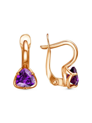 Серьги бижутерия, покрытие - золочение, вставка - фианит (недрагоценный камень)