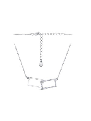 Колье серебро 925 пробы, покрытие - родирование, вставка - фианит (недрагоценный камень)