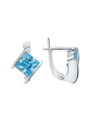 Серьги серебро 925 пробы, без покрытия, вставка - фианит (недрагоценный камень)