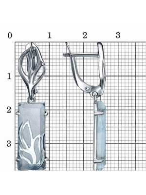 Серьги бижутерия, покрытие - серебрение с оксидированием, вставка - стекло ювелирное собственной огранки