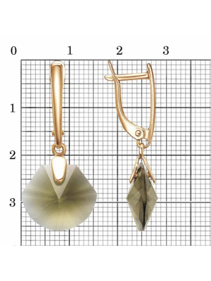 Серьги серебро 925 пробы, покрытие - золочение, вставка - стекло ювелирное собственной огранки