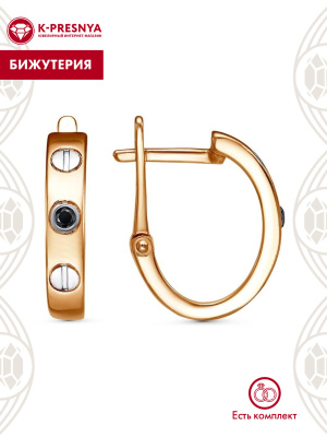 Серьги бижутерия, покрытие - золочение, выборочное родирование, вставка - стекло ювелирное preciosa