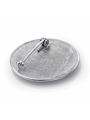 Брошь бижутерия, покрытие - платинирование, отделка - эмаль, без вставок