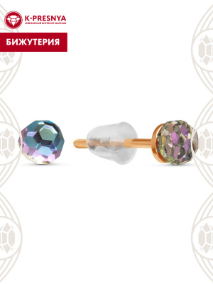 Серьги бижутерия, покрытие - золочение, вставка - стекло ювелирное preciosa