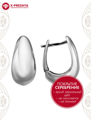 Серьги бижутерия, покрытие - серебрение с оксидированием, без вставок