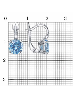 Серьги бижутерия, покрытие - платинирование, вставка - фианит (недрагоценный камень)