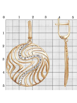 Серьги серебро 925 пробы, покрытие - золочение, отделка - алмазная грань, без вставок