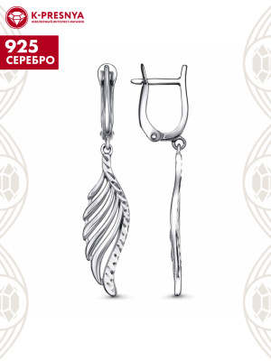 Серьги серебро 925 пробы, покрытие - оксидирование, отделка - алмазная грань, без вставок