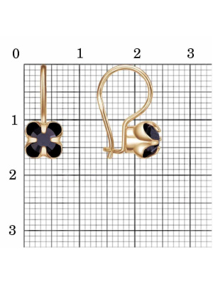 Серьги бижутерия, покрытие - золочение, вставка - стекло ювелирное preciosa