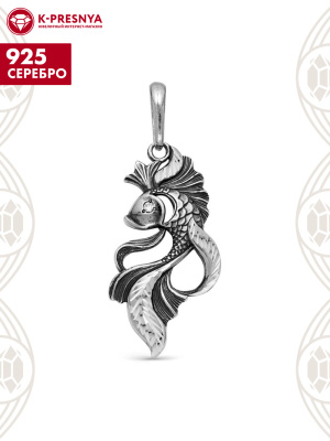 Подвеска серебро 925 пробы, покрытие - оксидирование, отделка - алмазная грань, вставка - фианит (недрагоценный камень)