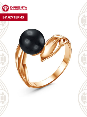 Кольцо бижутерия, покрытие - золочение, вставка - имитация жемчуга