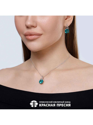 Серьги серебро 925 пробы, покрытие - родирование, вставка - ситалл собственной огранки