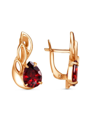 Серьги бижутерия, покрытие - золочение, вставка - фианит (недрагоценный камень)