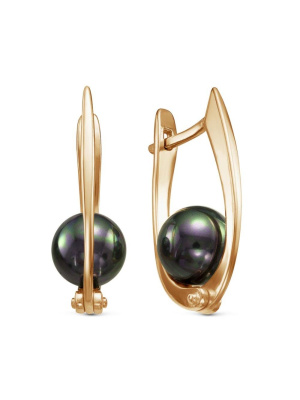 Серьги бижутерия, покрытие - золочение, вставка - имитация жемчуга