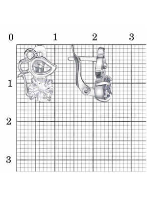 Серьги бижутерия, покрытие - платинирование, вставка - фианит (недрагоценный камень)