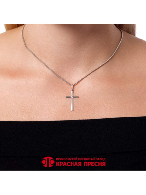 Подвеска бижутерия, покрытие - платинирование, вставка - фианит (недрагоценный камень)