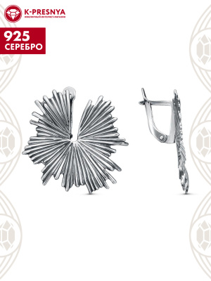 Серьги серебро 925 пробы, покрытие - оксидирование, без вставок
