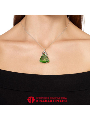 Брошь серебро 925 пробы, покрытие - оксидирование, вставка - стекло ювелирное собственной огранки