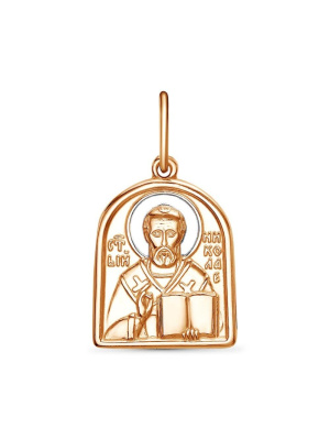 Подвеска "николай чудотворец" серебро 925 пробы, покрытие - золочение, выборочное родирование, без вставок