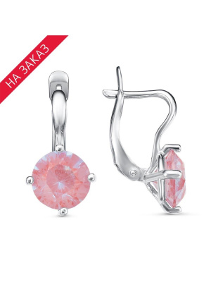 Серьги серебро 925 пробы, покрытие - родирование, вставка - ситалл собственной огранки