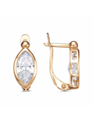 Серьги бижутерия, покрытие - золочение, вставка - фианит (недрагоценный камень)