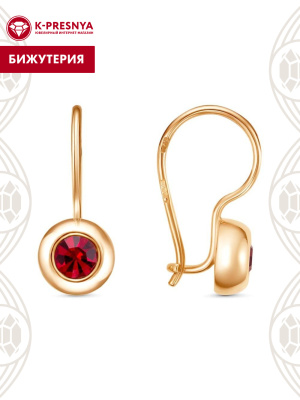 Серьги бижутерия, покрытие - золочение, вставка - стекло ювелирное preciosa