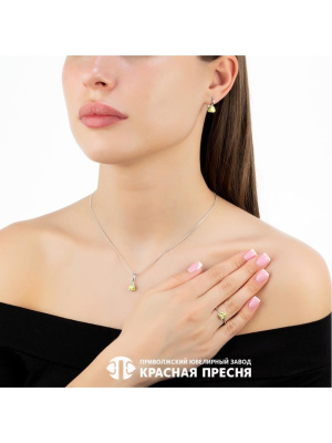 Серьги серебро 925 пробы, покрытие - родирование, вставка - фианит (недрагоценный камень)