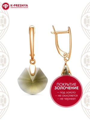 Серьги серебро 925 пробы, покрытие - золочение, вставка - стекло ювелирное собственной огранки