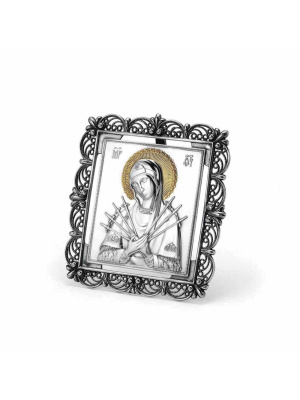 Икона "семистрельная" серебро 925 пробы, покрытие - оксидирование, выборочное золочение, без вставок