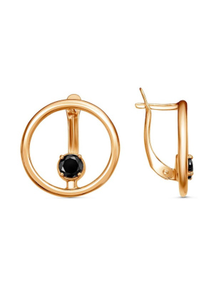 Серьги бижутерия, покрытие - золочение, вставка - фианит (недрагоценный камень)