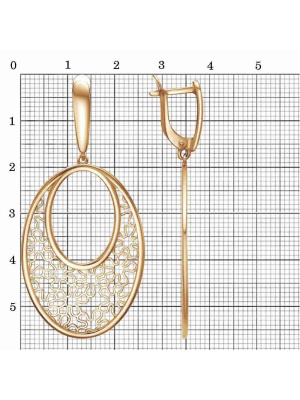 Серьги серебро 925 пробы, покрытие - золочение, без вставок