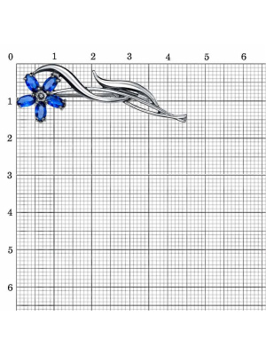 Брошь серебро 925 пробы, покрытие - оксидирование, вставка - искусственная шпинель
