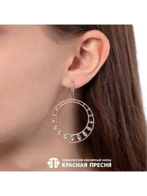 Серьги серебро 925 пробы, покрытие - золочение, отделка - алмазная грань, без вставок