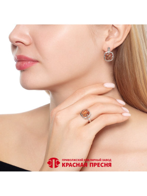 Серьги серебро 925 пробы, покрытие - платинирование, вставка - искусственный султанит