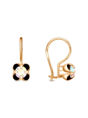 Серьги бижутерия, покрытие - золочение, вставка - стекло ювелирное preciosa