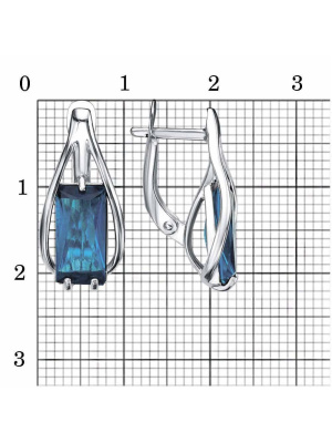 Серьги бижутерия, покрытие - платинирование, вставка - стекло ювелирное собственной огранки