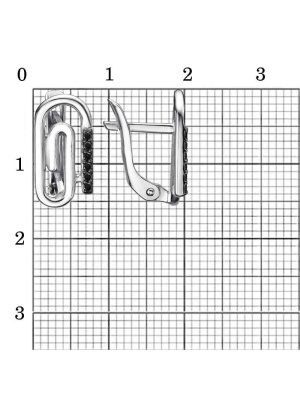 Серьги серебро 925 пробы, покрытие - родирование, выборочное черное родирование, вставка - фианит (недрагоценный камень)