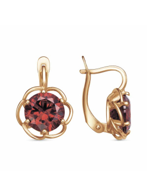 Серьги серебро 925 пробы, покрытие - золочение, вставка - фианит (недрагоценный камень)