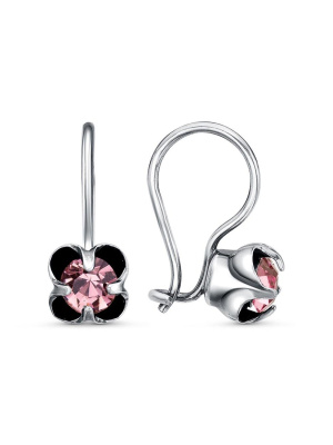 Серьги бижутерия, покрытие - серебрение с оксидированием, вставка - стекло ювелирное preciosa