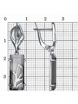 Серьги бижутерия, покрытие - серебрение с оксидированием, вставка - стекло ювелирное собственной огранки