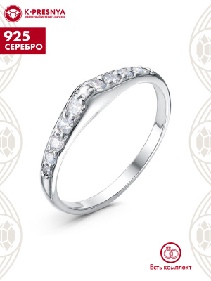 Кольцо серебро 925 пробы, покрытие - родирование, вставка - фианит (недрагоценный камень)