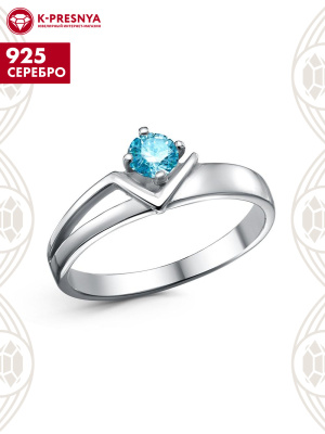 Кольцо серебро 925 пробы, покрытие - родирование, вставка - фианит (недрагоценный камень)