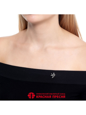 Брошь бижутерия, покрытие - платинирование, отделка - эмаль, без вставок