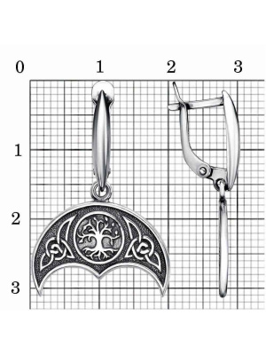 Серьги серебро 925 пробы, покрытие - оксидирование, без вставок