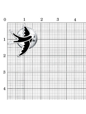 Брошь бижутерия, покрытие - платинирование, отделка - эмаль, без вставок