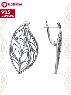 Серьги серебро 925 пробы, покрытие - оксидирование, без вставок